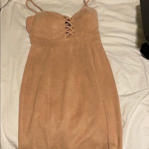 Suede light pink dress